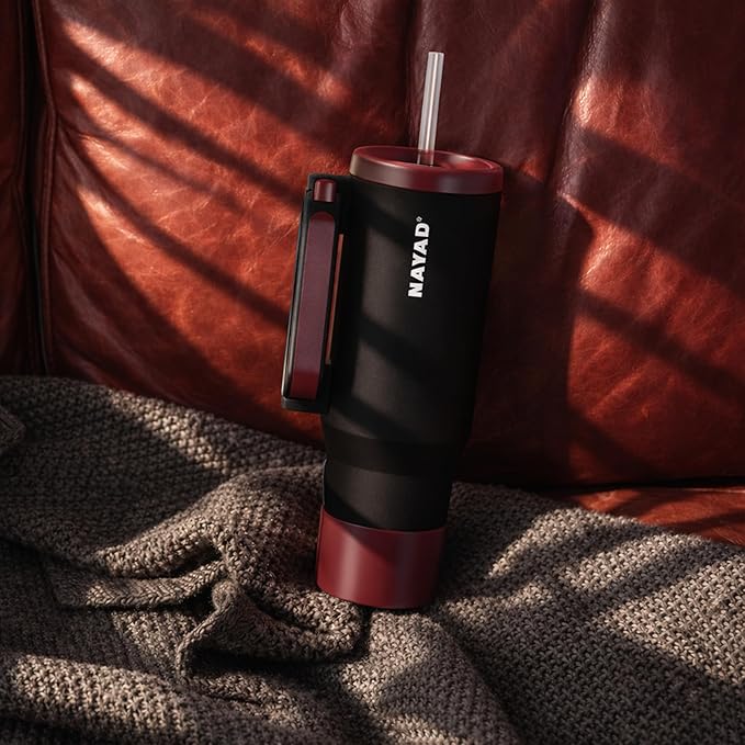 NAYAD 40oz Travel Tumbler with Handle and Straw|Cup Holder Friendly Insulated - Image 2