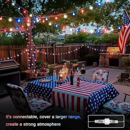 JMEXSUSS Connectable Red White and Blue Lights Indoor Outdoor, 100 LED 33ft 4th - Image 3