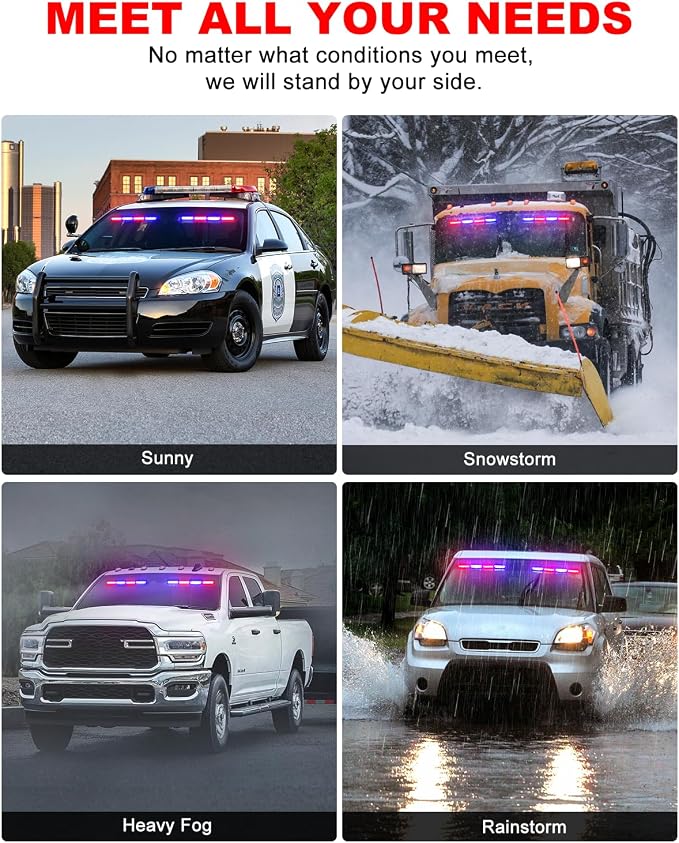 HLauto 6Z4J Emergency Dash Strobe Lights: 2x16.8 inch Red Blue Safety Lights - Image 6