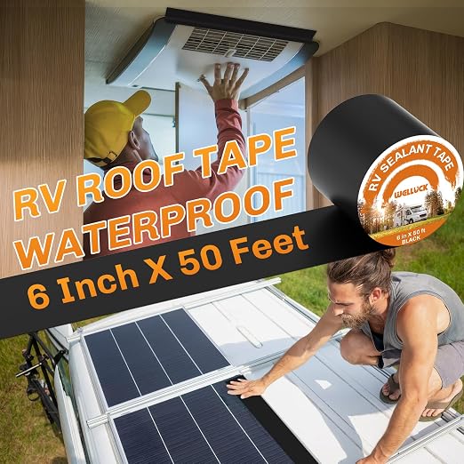 WELLUCK Butyl Sealant Tape, 6 Inch X 50 Foot RV Roof Tape Sealant Roofing Tape - Image 4