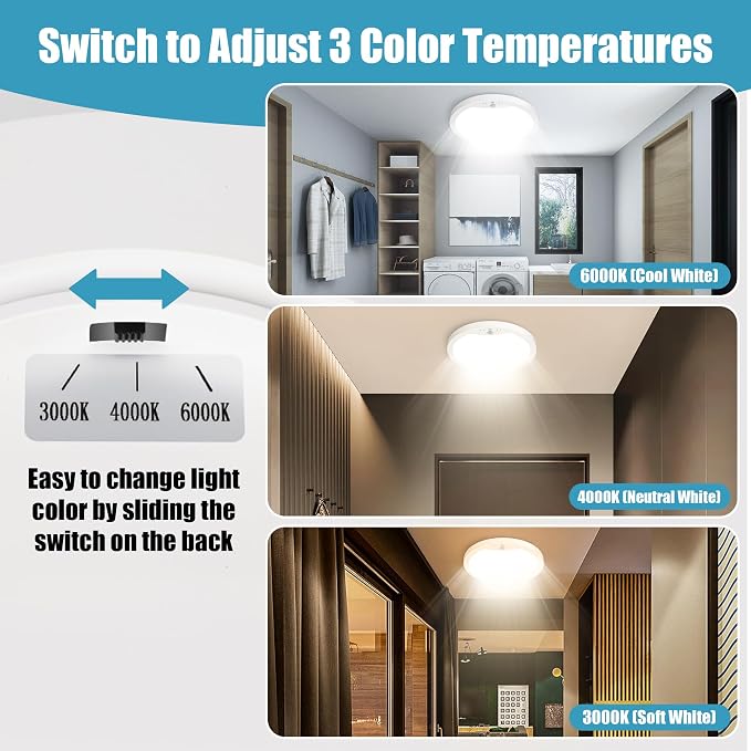 Hard-Wired Motion Sensor Ceiling Lights, 9in 20W Flush Mount Motion LED Ceiling - Image 2