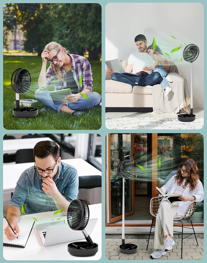 Primevolve Portable Oscillating Standing Fan, Rechargeable Battery Operated USB - Image 7
