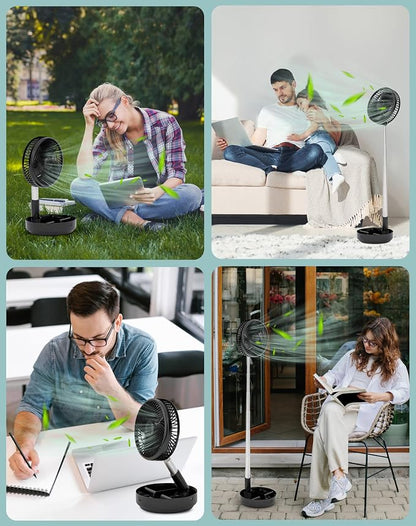 Primevolve Portable Oscillating Standing Fan, Rechargeable Battery Operated USB - Image 7