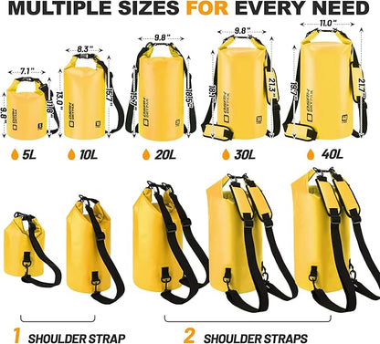 Waterproof Dry Bag, 5L/10L/20L/30L/40L Roll Top Lightweight Storage Backpack - Image 2