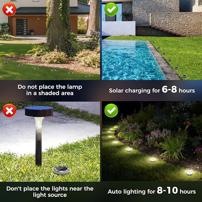 Peasur Mini Solar Ground Lights, 2 Pack Flat Solar Disc Lights Outdoor - Image 9