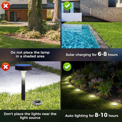 Peasur Mini Solar Ground Lights, 6 Pack Flat Solar Disc Lights Outdoor - Image 8