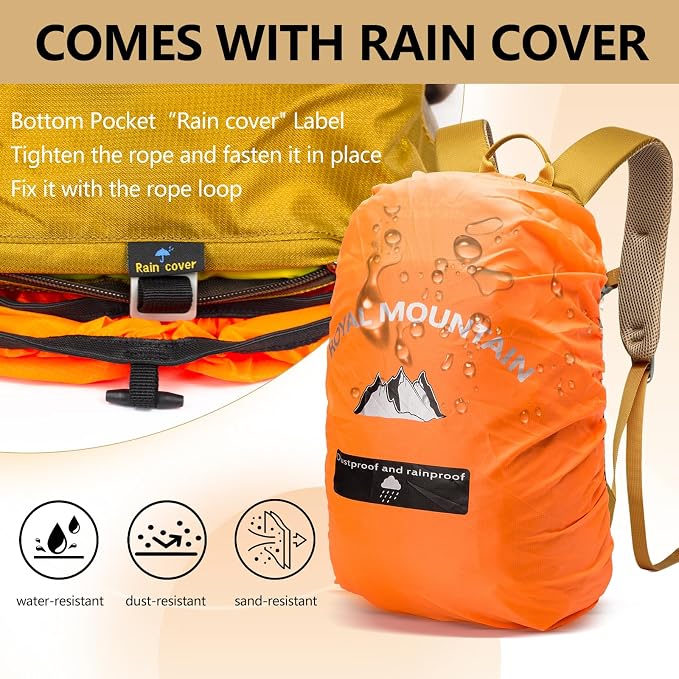 Hiking Backpack With Rain-cover, 30L Travel Backpacks - Image 3