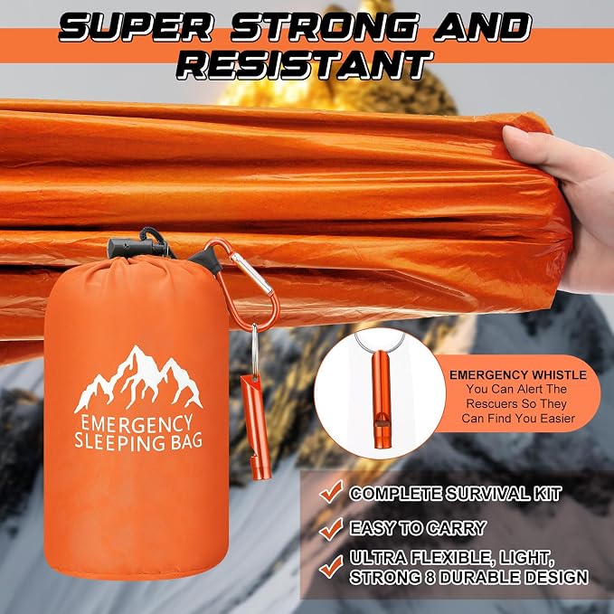 Oudain 2 Pcs XL Emergency Sleeping Bag 94.5" x 49.2" Waterproof Survival - Image 5