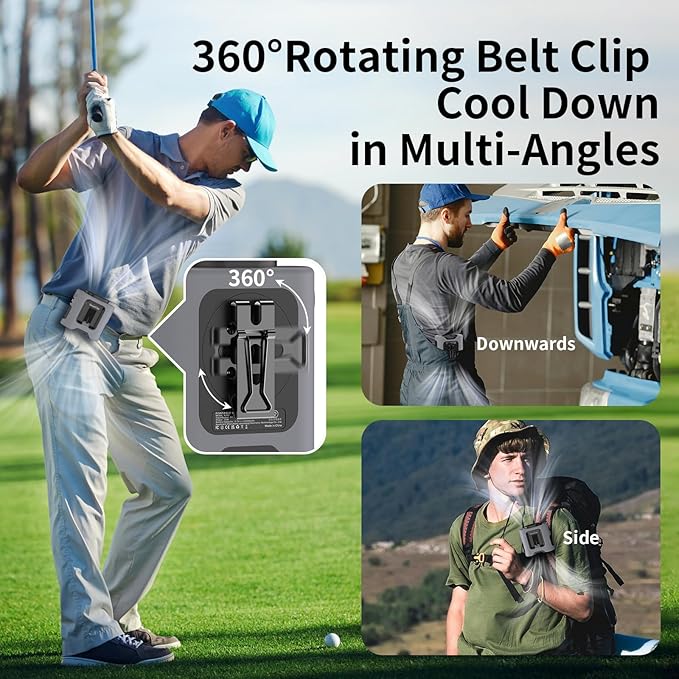 Socool 14500mAh Portable Waist Fan Clip on Belt 360 Rotation Wearable - Image 5