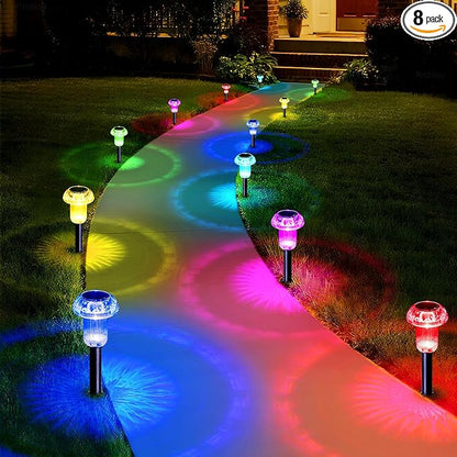 Priddop Solar Lights Outdoor Pathway Waterproof 8 Pack Color Changing LED by Priddop