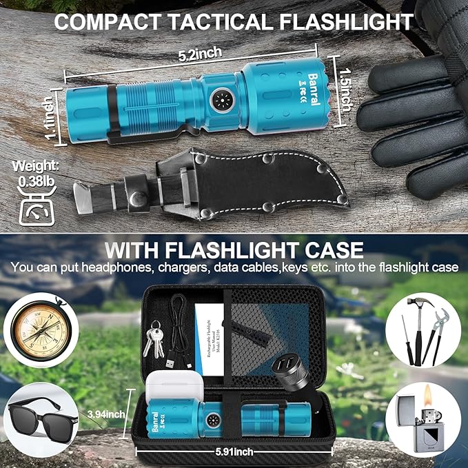 Banral Flashlights High Lumens Rechargeable, Super Bright Long Range Small - Image 2