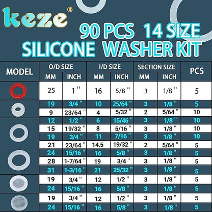 KEZE 660 PCS 18 Size Clear Silicone O Rings Assortment Kit and 14 Size Silicone - Image 3