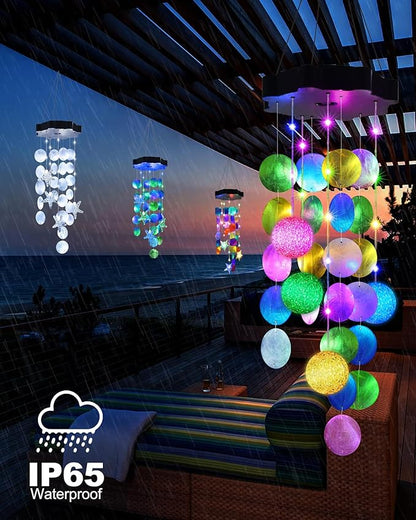 Toodour Solar Wind Chimes for Outside, Hanging Pastel Lights - Image 3