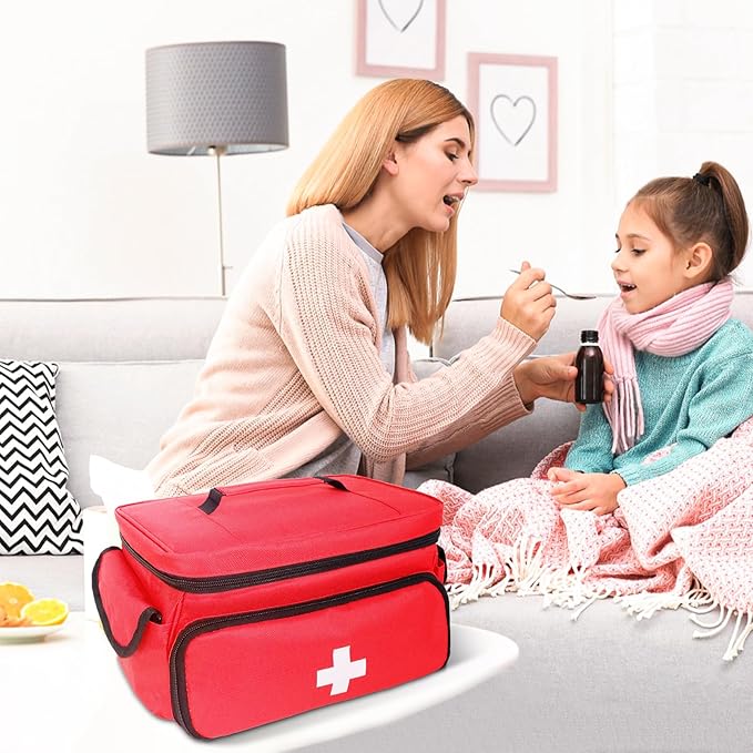ALSLEA First Aid Bag Empty First Aid Kit Storage Box 12" x 9" x 7" Medical Bag - Image 5