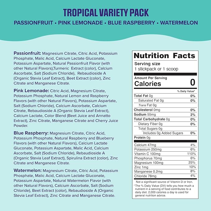 Ultima Replenisher Daily Electrolyte Powder – Tropical Variety Pack, 20 - Image 3