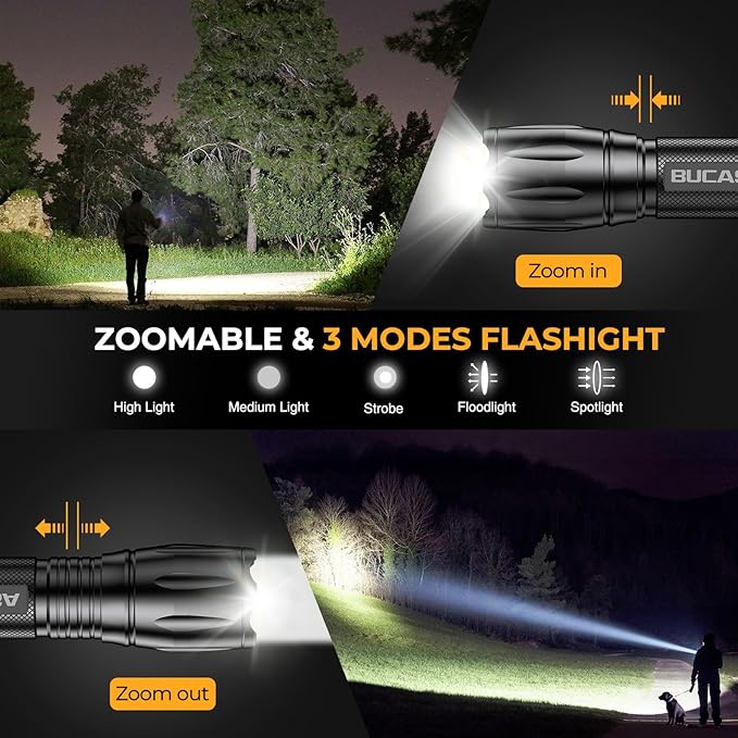 BUCASA 3 Pack Rechargeable Flashlights High Lumens, Brighter Small Flashlight - Image 4