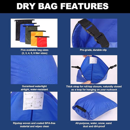 Dry Bags Waterproof Set, 5 Packs Ultralight Waterproof Bags Small Stuff Sack - Image 7