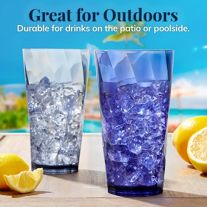 US Acrylic Optix Plastic Reusable Drinking Glasses 20oz Water Cups in Coastal - Image 7