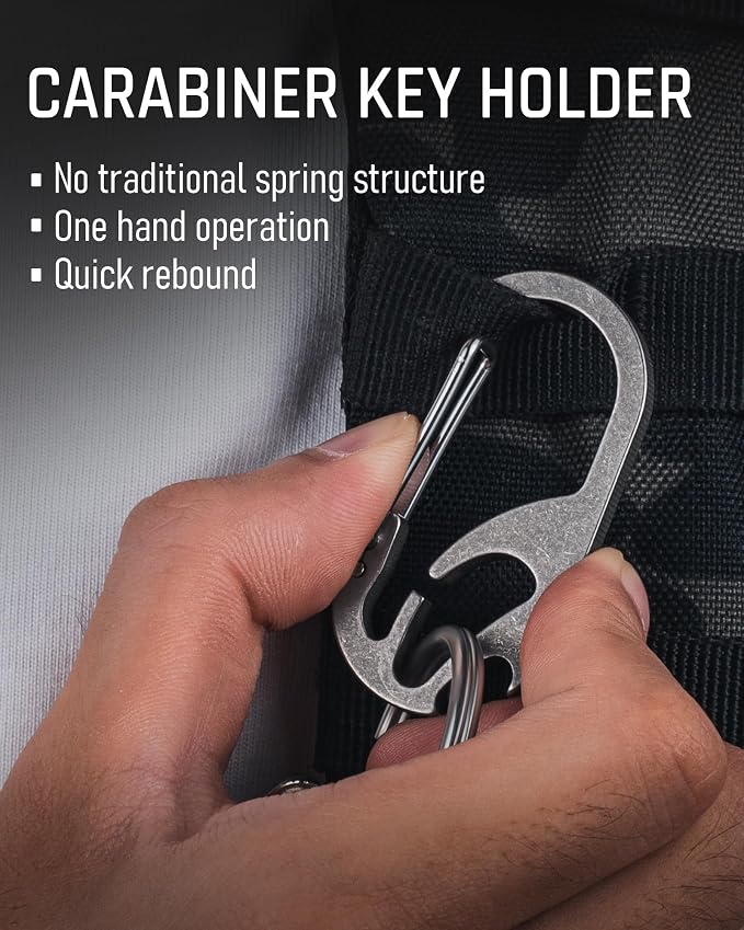 TISUR Titanium Carabiner Keychain Clip, Anti-Lost Key Ring Holder, Self-Locking - Image 8