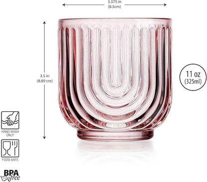 Glaver's Vintage Glassware Art Deco Glasse Ribbed Drinking Glasses U-Shape Arch - Image 7