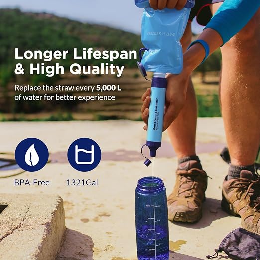 Membrane Solutions Squeezable Water Filtration System, Survival Water Purifier - Image 6