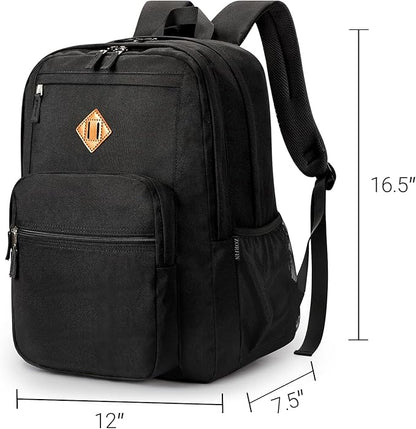 ZORFIN 26L Black Backpack for College, and Travel: Water Resistant Bookbag - Image 3
