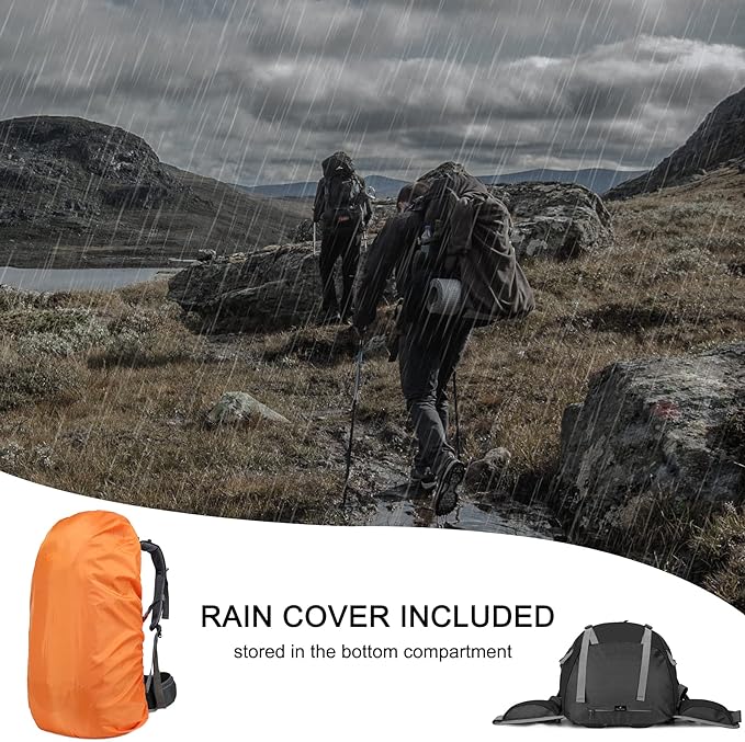 Loowoko 50L Hiking Backpack, Waterproof Camping Essentials Bag - Image 6