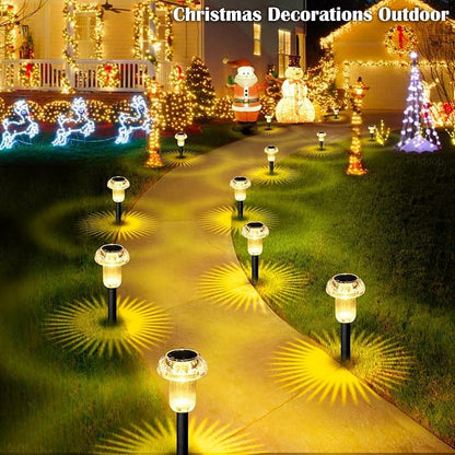 Priddop Solar Lights Outdoor Pathway Waterproof 8 Pack Warm White LED Acrylic - Image 9