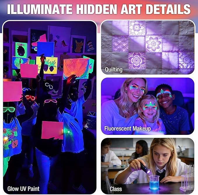 EverBrite UV Blacklight Flashlights 3-Pack Set, 9 LEDs 395nm Mini Black Light - Image 5