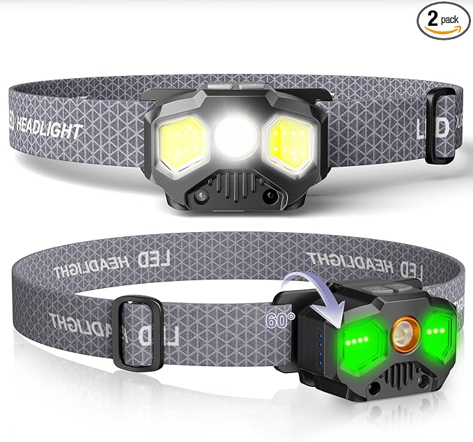 Favorlite 2 Pack Headlamp Rechargeable, 1400 Lumen Lightweight Head Lamps LED by Favorlite