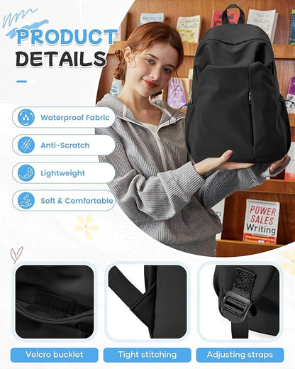 SEAFEW Black Backpack for School, High School Bookbag Back Pack for Teens Girls - Image 5