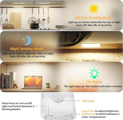 5-Pack Motion Sensor Under Cabinet Light, 3 Color Temperature Dimmable - Image 3