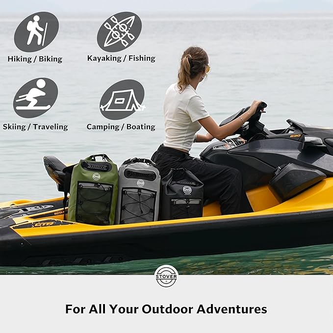 STOVER 5/10/25/30/40/55L Waterproof Dry Bag- Roll-Top Backpack w/Phone Case- - Image 6