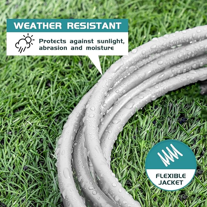 Indoor Outdoor Extension Cord Weatherproof, UL Certified, 16 Gauge 12FT White 3 - Image 4