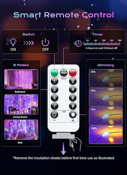 Brightown 300 LED Fairy Curtain Lights, Curtain String Lights, USB Plug in 8 - Image 6