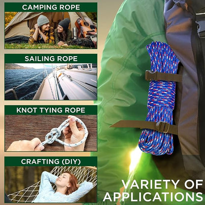 TECEUM Rope – 90 Feet x 3/8 Inch – Patriot Mix – Strong All-Purpose Utility - Image 5