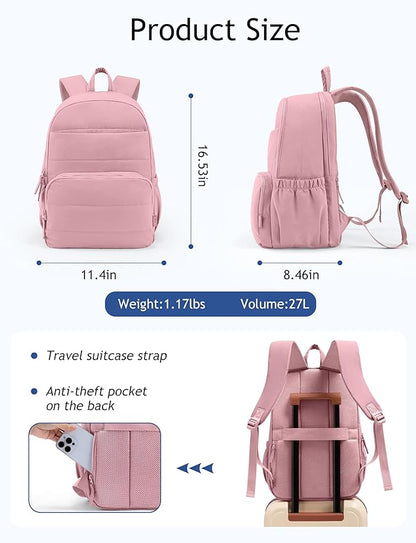 Uselike Travel Backpack for Women, 15.6 Inch Laptop Backpack, Quilted College - Image 4