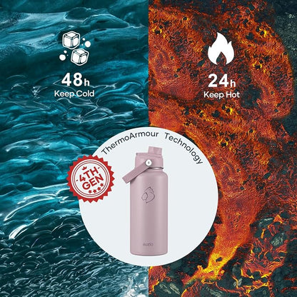 BUZIO 32 oz Water Bottle Insulated, Leakproof Stainless Steel Flask, Wide Mouth - Image 2