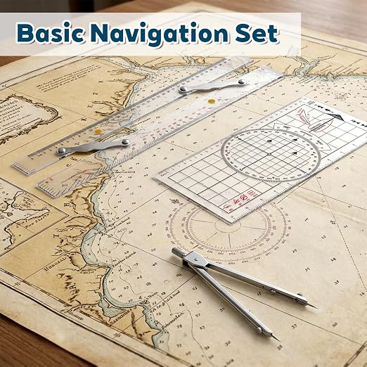 3 Pcs Basic Navigation Set, Include 16 Inch Parallel Ruler - Image 6