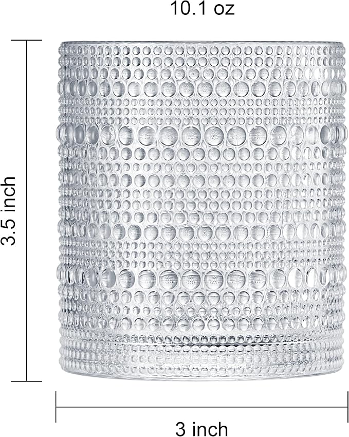 Khen Plastic Hobnail Drinking Glasses Set of 4 Clear Cups 14oz, Shatterproof & - Image 2