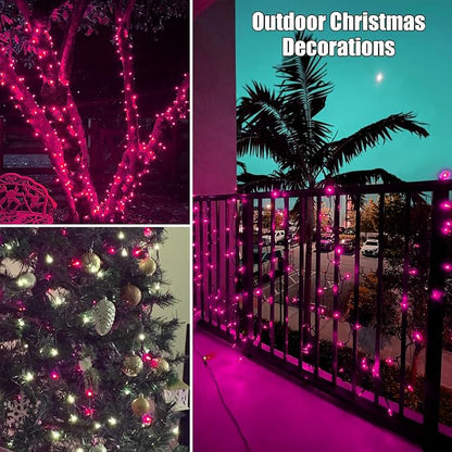 HISHINY Christmas Lights 100 Count Pink Christmas Tree String Lights - Image 6