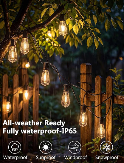 45FT Outdoor String Lights, 30 ST40 Shatterproof Vintage Edison Bulbs, Hanging - Image 5