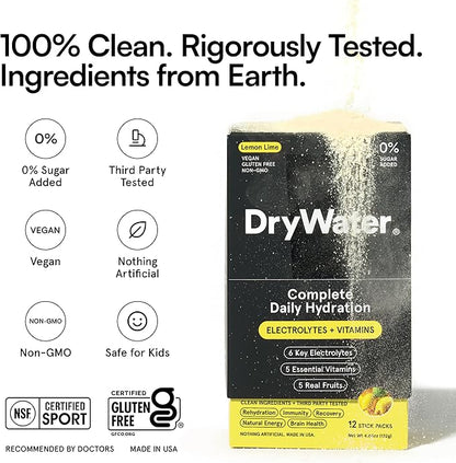 DryWater Electrolyte Powder Packets, Lemon Lime - Image 9
