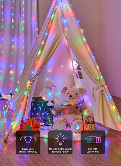 Brightown 300 LED Fairy Curtain Lights, Curtain String Lights, USB Plug in 8 - Image 3