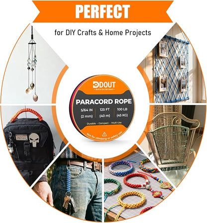 DDOUT 2mm Paracord 100lb, Thin Micro Paracord Rope, DIY Projects, Camping & - Image 6