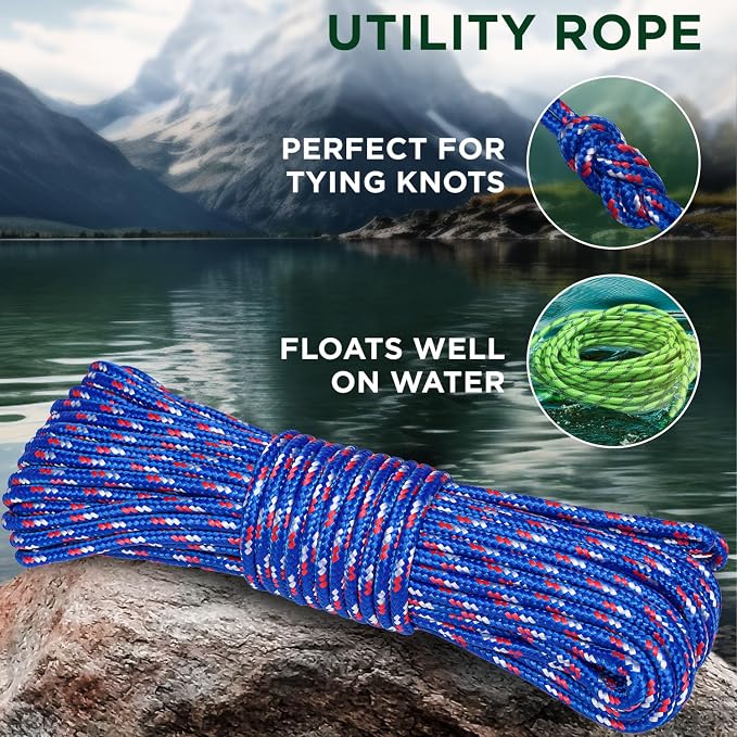 TECEUM Rope – 90 Feet x 3/8 Inch – Patriot Mix – Strong All-Purpose Utility - Image 3