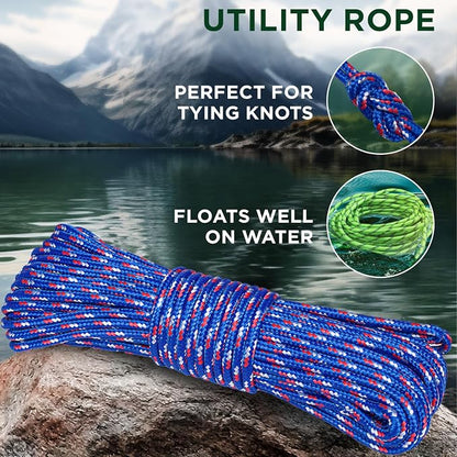 TECEUM Rope – 90 Feet x 3/8 Inch – Patriot Mix – Strong All-Purpose Utility - Image 3