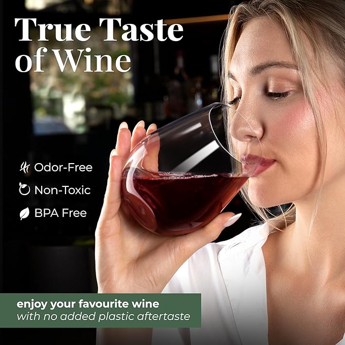 Vivocci Unbreakable Plastic Stemless Wine Glasses 20 oz | 100% Tritan Heavy - Image 3