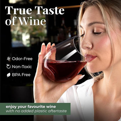 Vivocci Unbreakable Plastic Stemless Wine Glasses 20 oz | 100% Tritan Heavy - Image 3