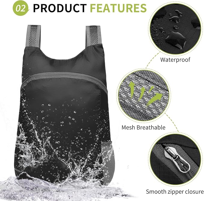 20L Ultra Hiking-Daypack Lightweight Foldable Travel Packable Backpack - Image 4